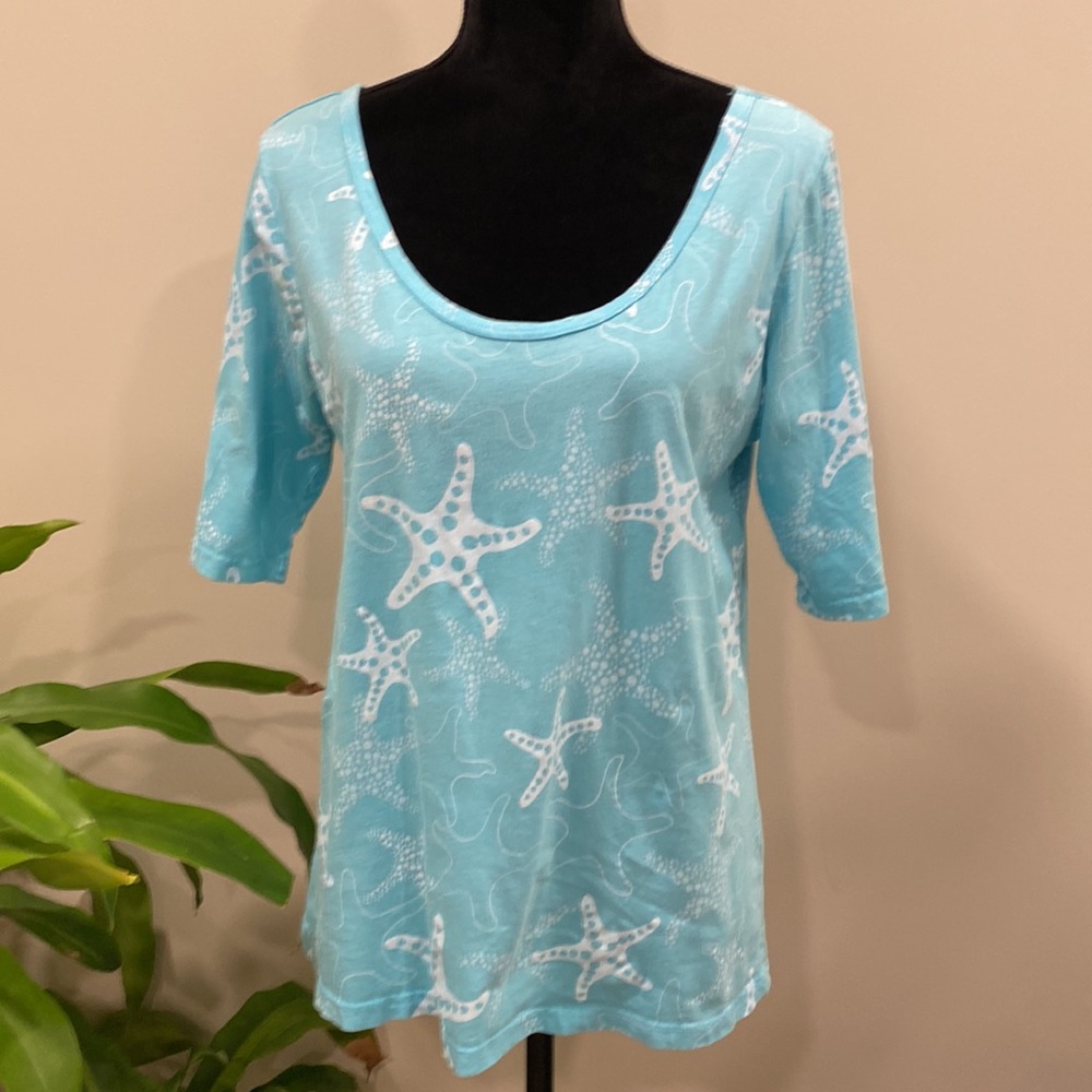 fresh produce Aqua Blue Starfish Short Sleeve Tee